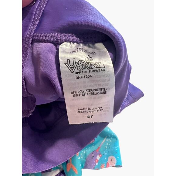 UV Skinz Toddler Girl Size 2 Rash Guard Swim Set with Hat Good used condition Pu - Picture 5 of 10